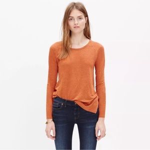 Madewell Modern Linen Raglan Tee Long Sleeve Burnt Orange Size Medium